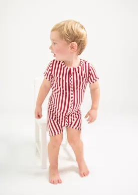 SS Zipper Romper - CANDY CANE