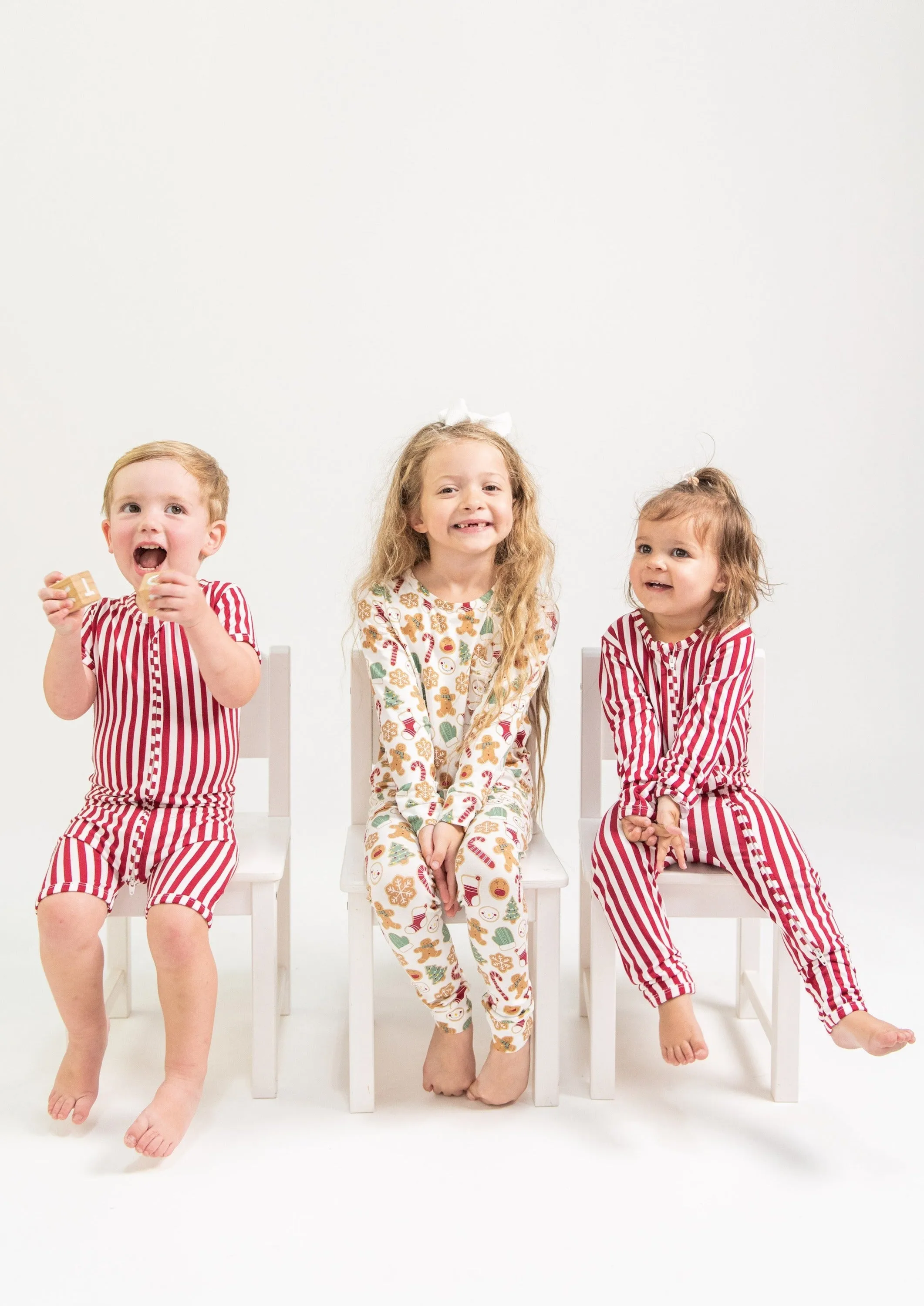 SS Zipper Romper - CANDY CANE
