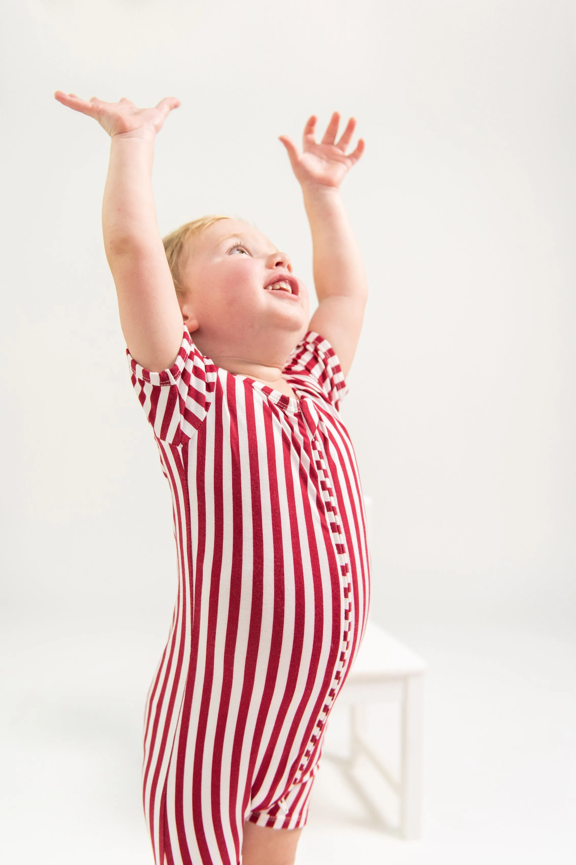 SS Zipper Romper - CANDY CANE