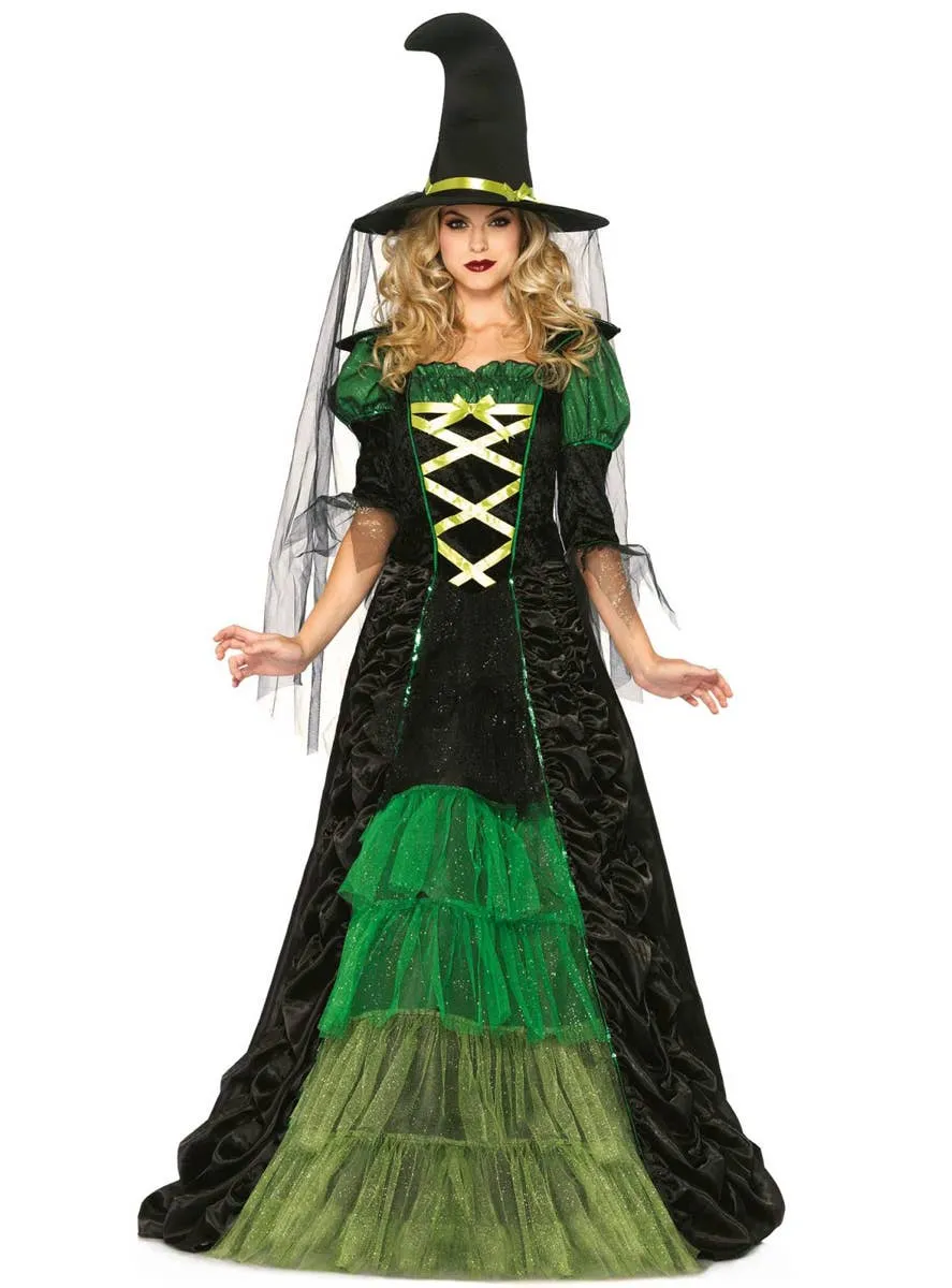 Storybook Witch Womens Green Spellcaster Halloween Costume
