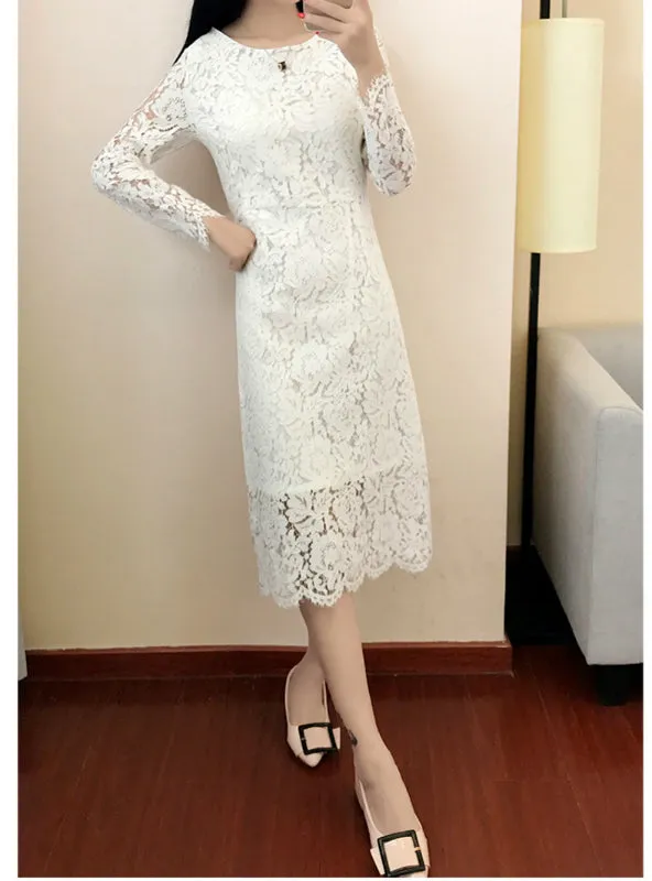 TastyHottie - O Neck Long Sleeve Sheath Bodycon Lace Dress