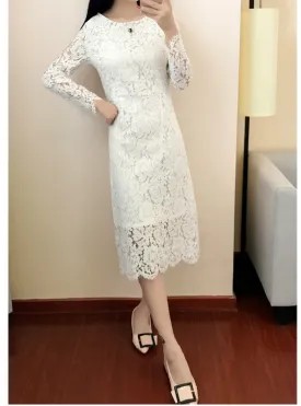 TastyHottie - O Neck Long Sleeve Sheath Bodycon Lace Dress