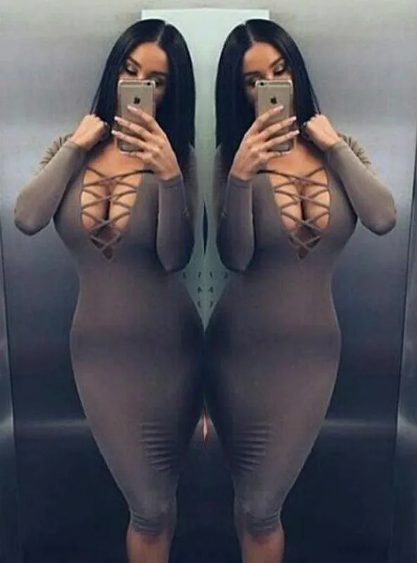 TastyHottie - Sexy Cross Strap Nightclub Long Sleeve Dress