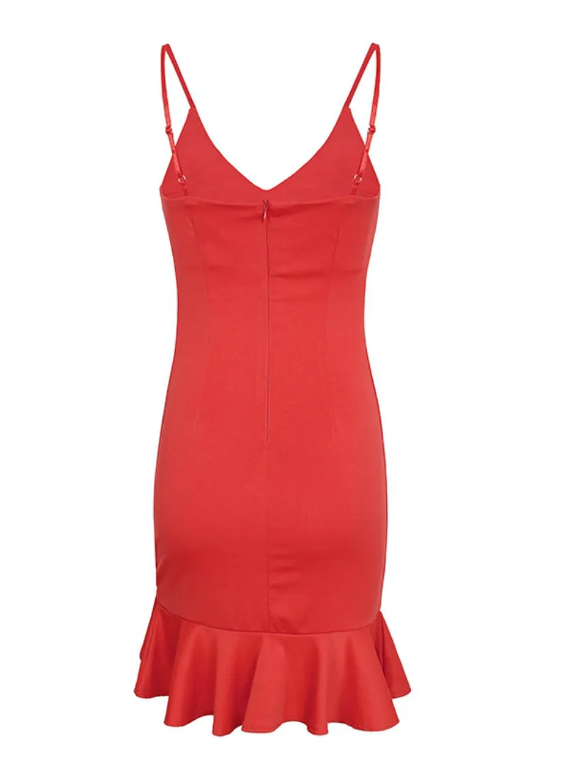 TastyHottie - Sexy V Neck Ruffle Strap Mini Dress Women