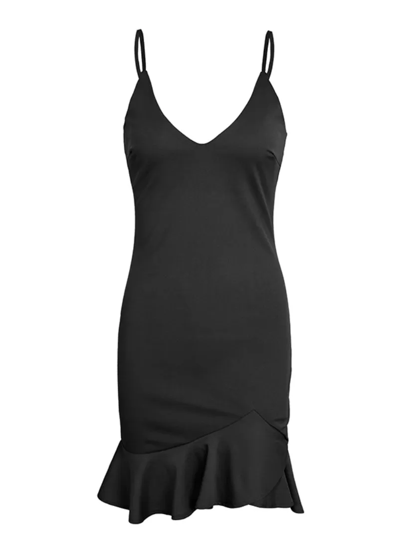 TastyHottie - Sexy V Neck Ruffle Strap Mini Dress Women