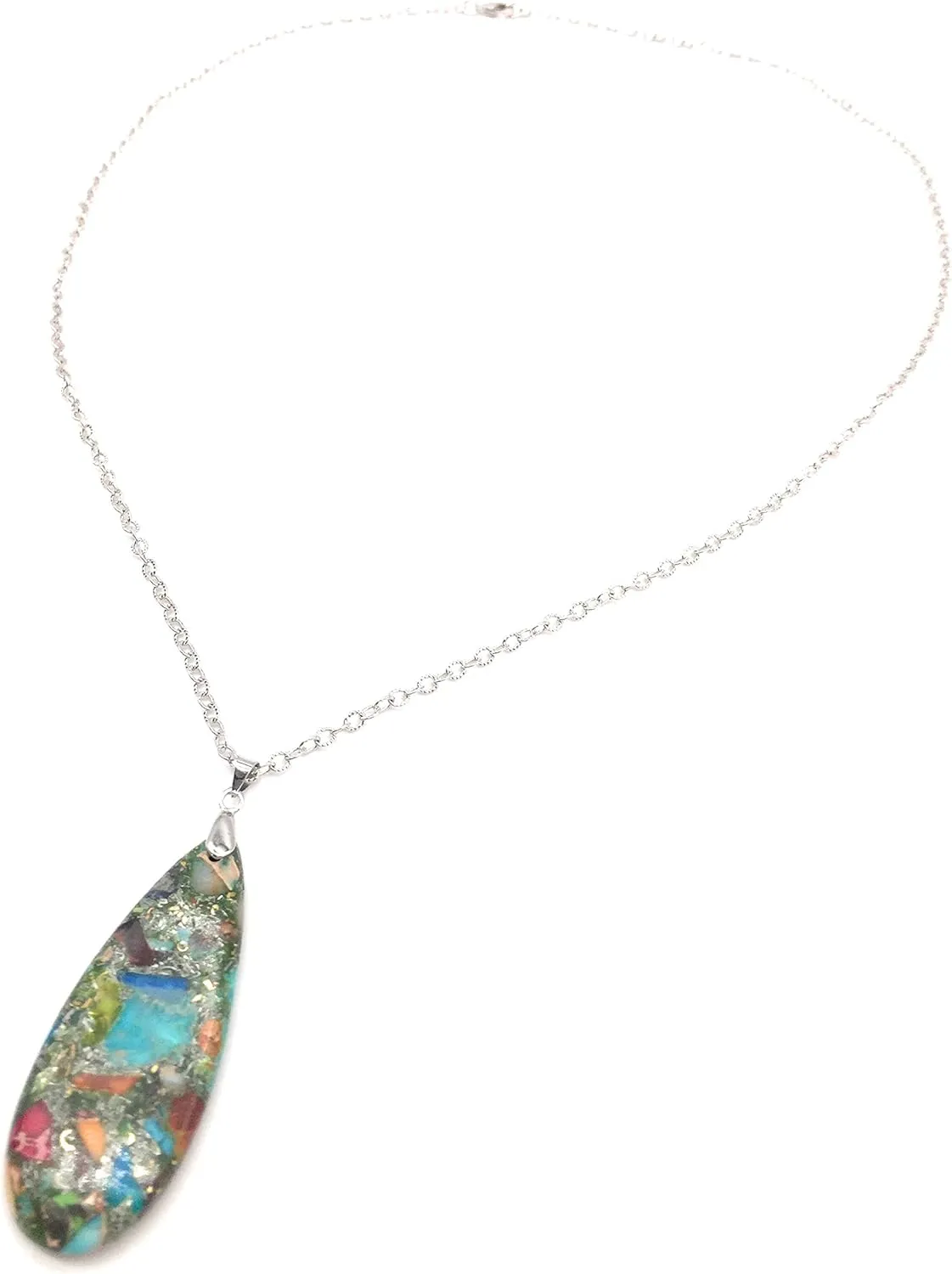 Teardrop Sea Sediment Imperial Jasper Natural Stone Gemstone Necklace Pendant & Drop Dangle Hook Earrings Jewelry Set For Women