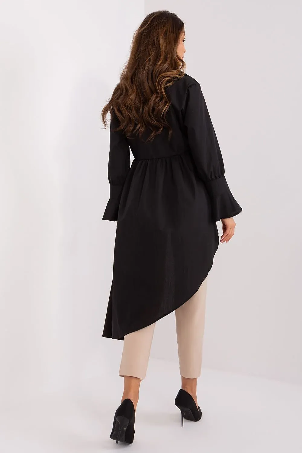 TEEK - Black Ruffle Tail Long Sleeve Shirt