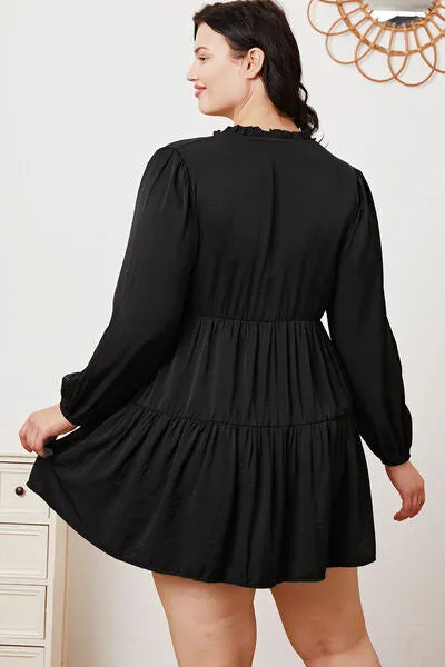 TEEK - Black Ruffled Long Sleeve Tiered Shirt