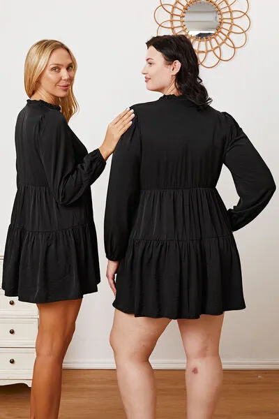 TEEK - Black Ruffled Long Sleeve Tiered Shirt