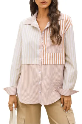 TEEK - Blush Pink Striped Button Up Shirt