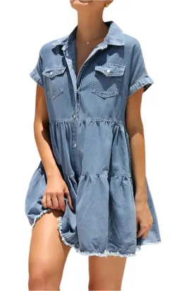 TEEK - Buttoned Tier Denim Dress