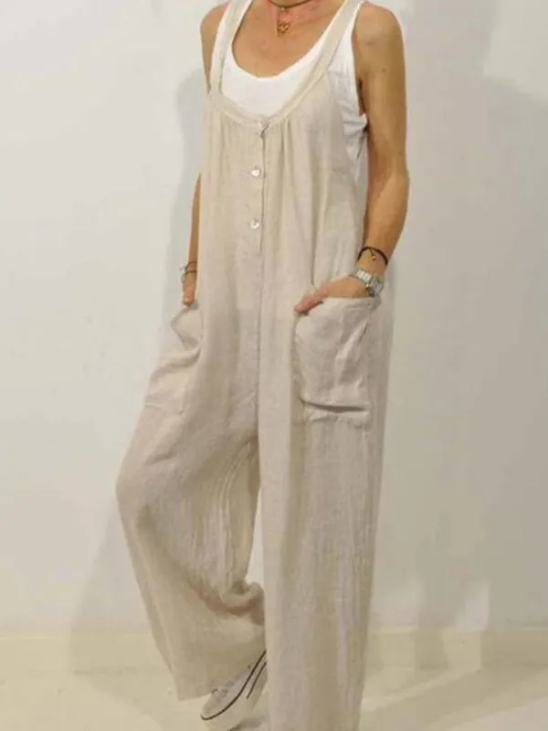 TEEK - Cotton Linen Pocketed Overalls