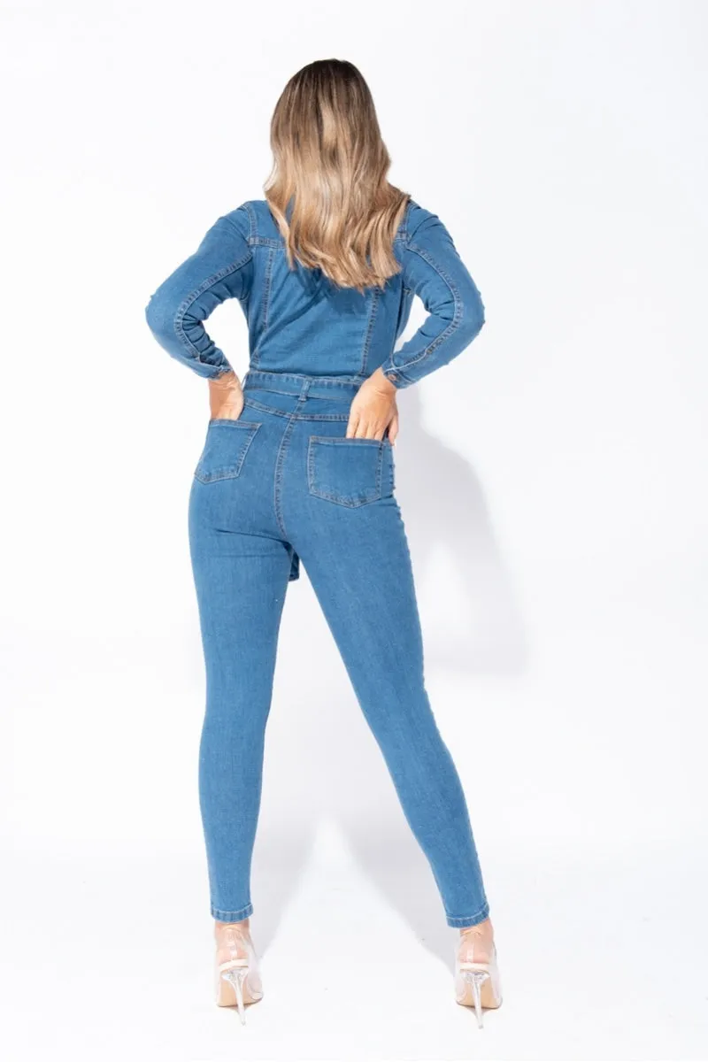 TEEK - De-Nim Long Sleeve Jumpsuit