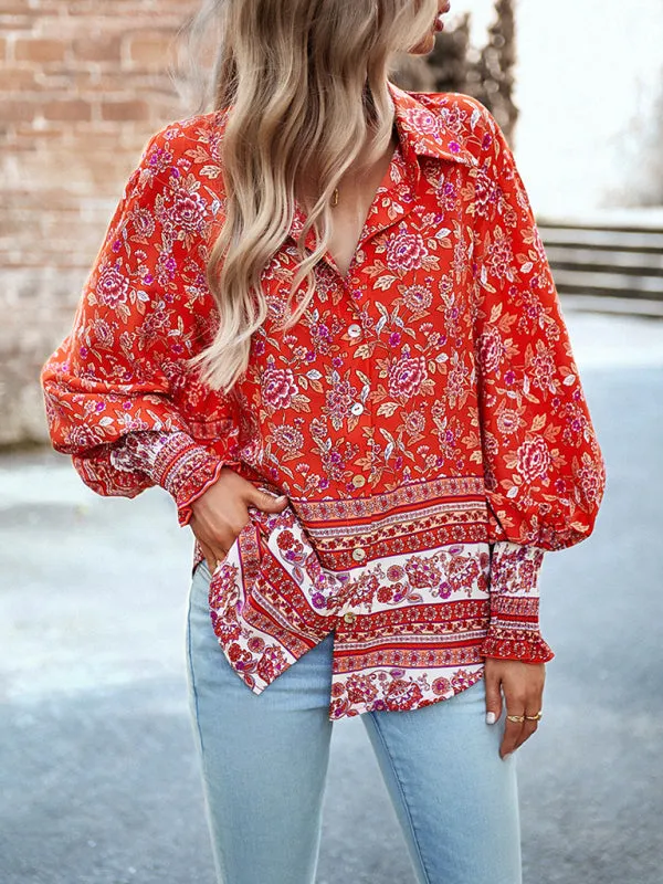 TEEK - Floral Frenzy Vacation Long Sleeve Top