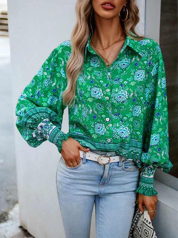 TEEK - Floral Frenzy Vacation Long Sleeve Top