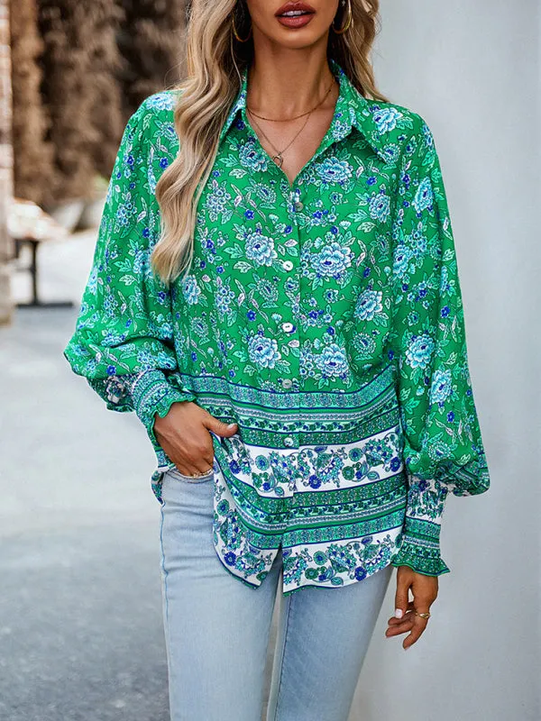 TEEK - Floral Frenzy Vacation Long Sleeve Top