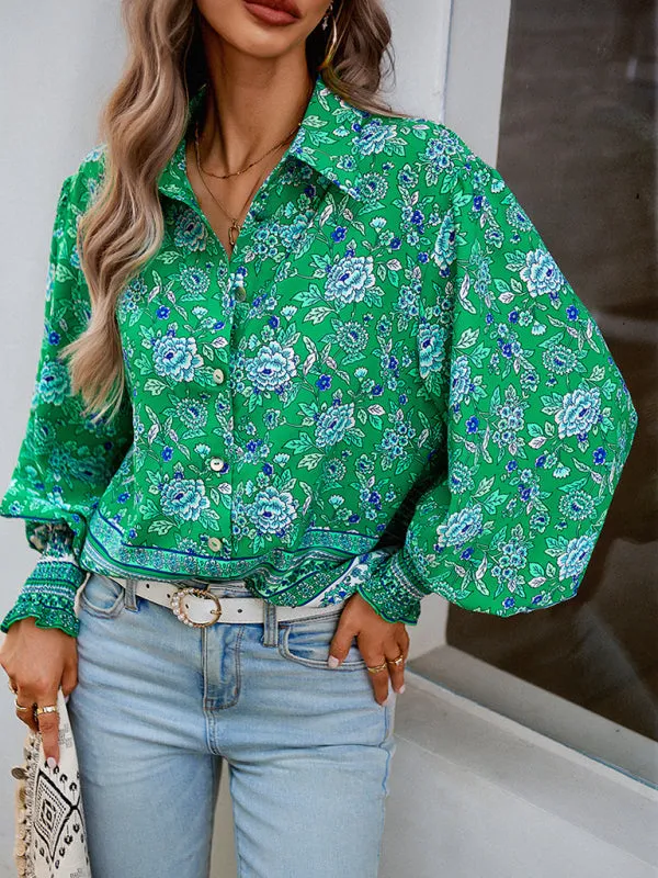 TEEK - Floral Frenzy Vacation Long Sleeve Top