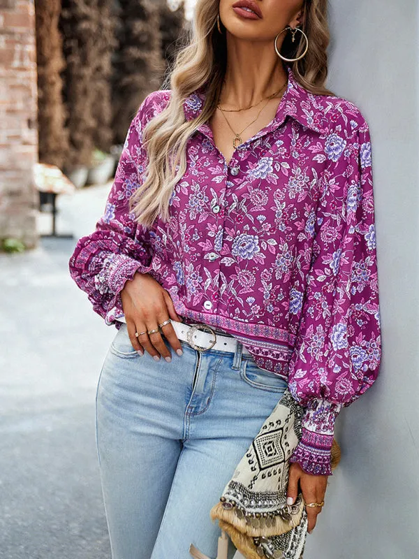 TEEK - Floral Frenzy Vacation Long Sleeve Top