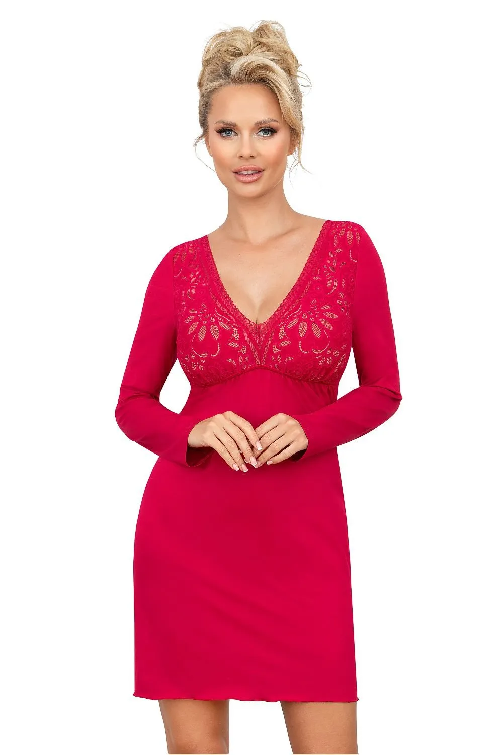 TEEK - Floral KnittedTop V-Neck Nightgown