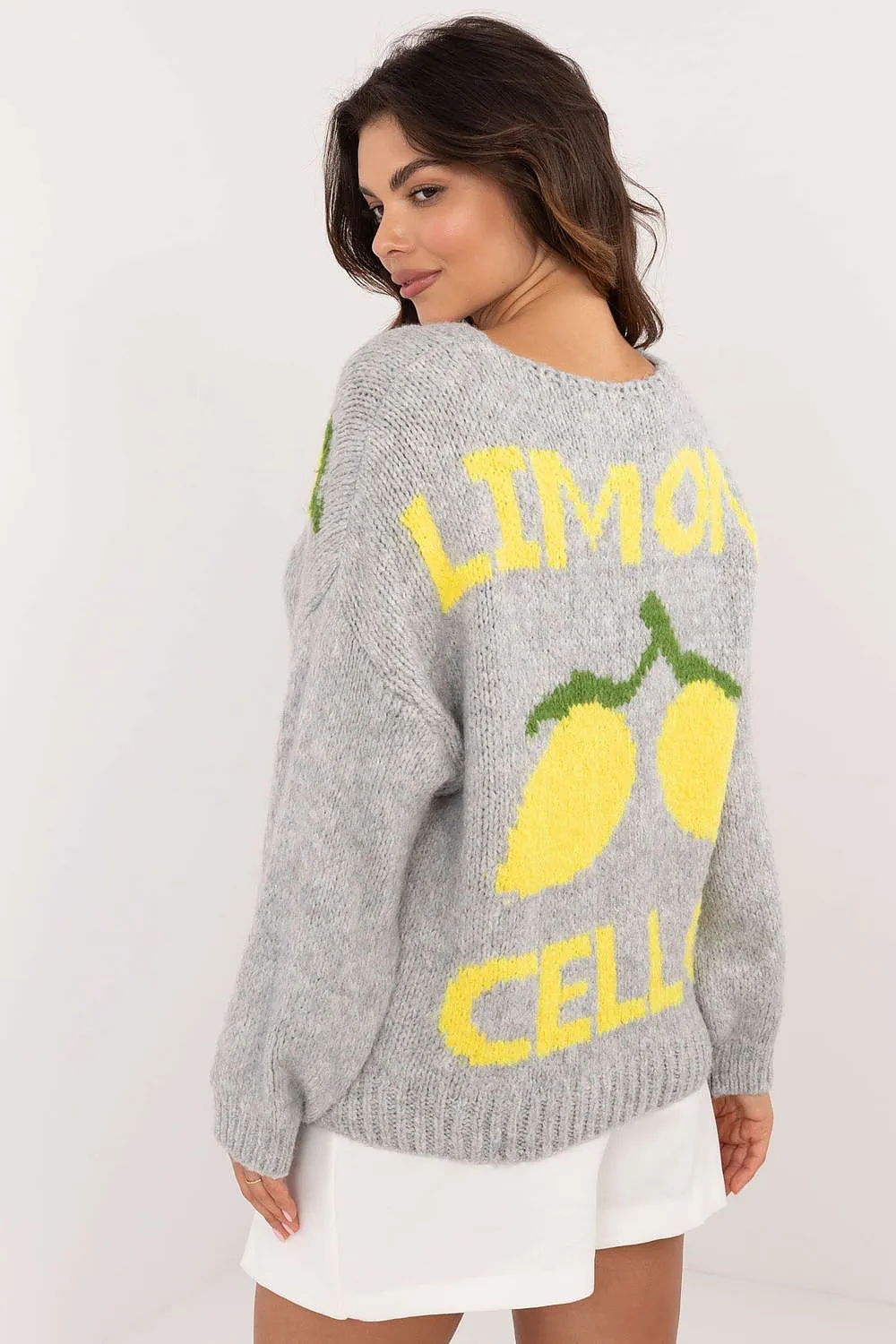 TEEK - Lemons Grey Button Front Cardigan