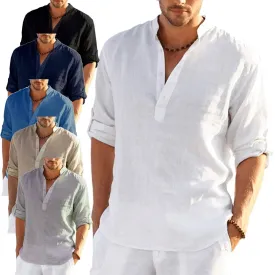TEEK - Linen Long Sleeve Solid Loose Shirt