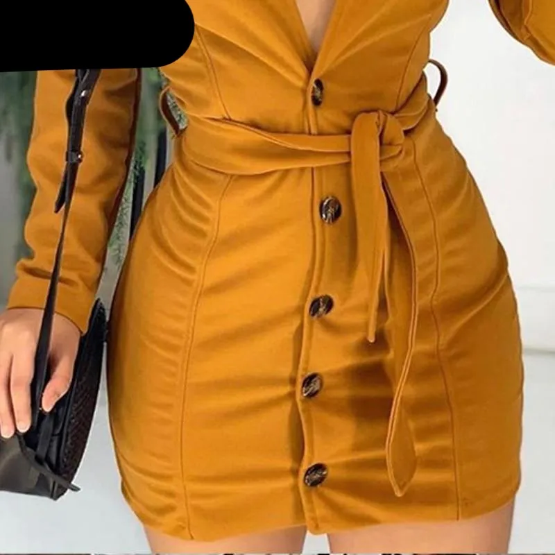 TEEK - Long Sleeve Plunge Dress