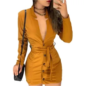 TEEK - Long Sleeve Plunge Dress