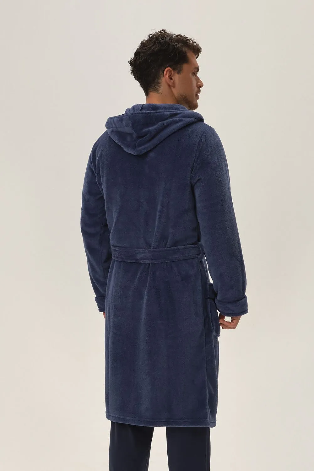 TEEK - Mens Blue Hooded Home Bathrobe