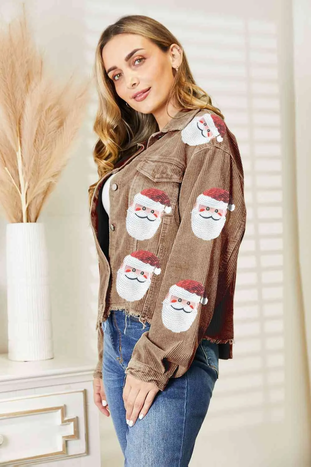 TEEK - Santa Sequin Raw Hem Jacket
