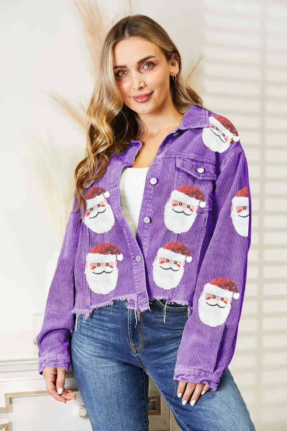TEEK - Santa Sequin Raw Hem Jacket