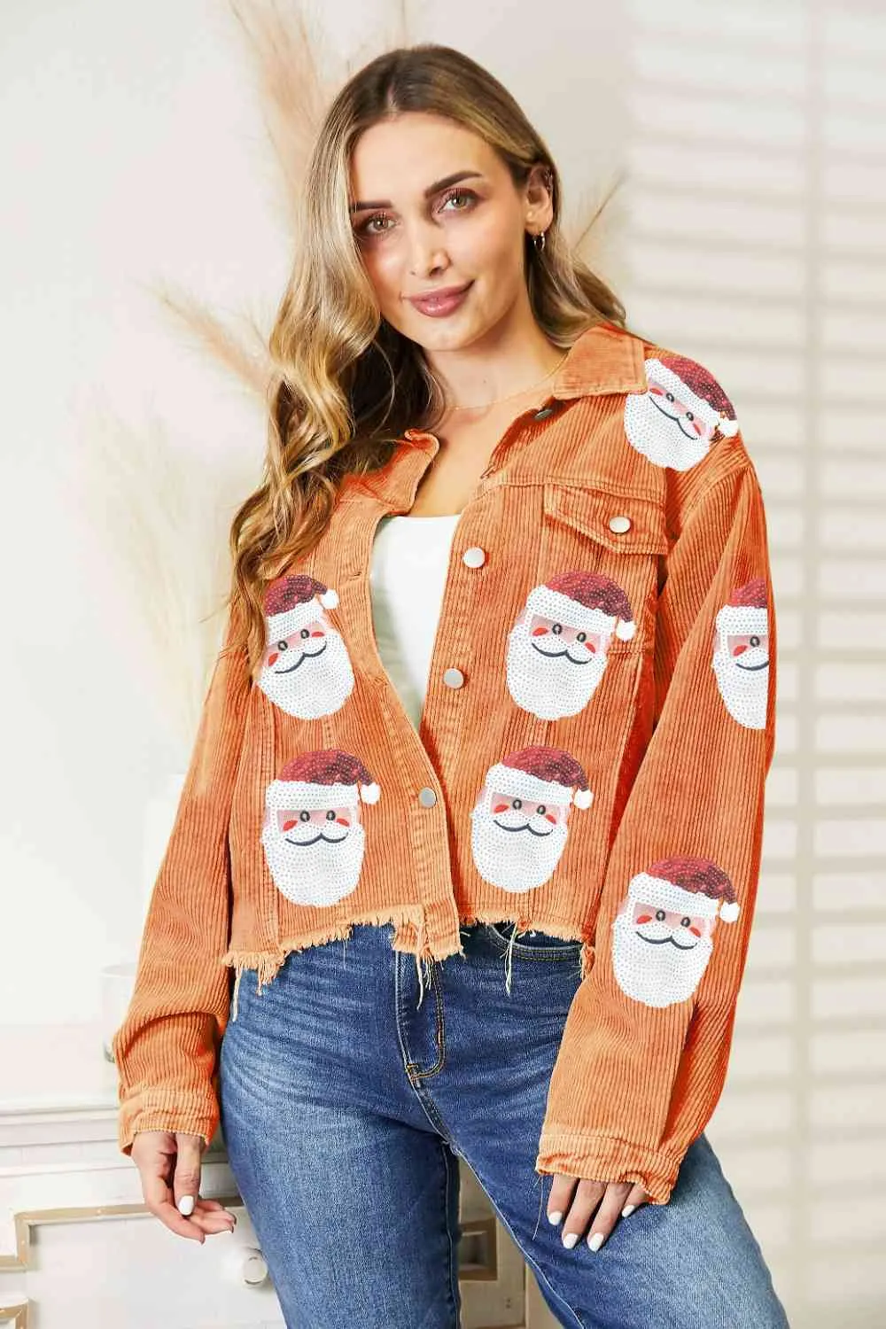 TEEK - Santa Sequin Raw Hem Jacket