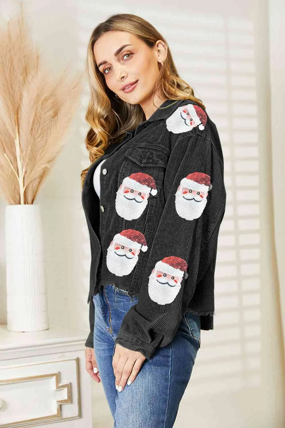 TEEK - Santa Sequin Raw Hem Jacket