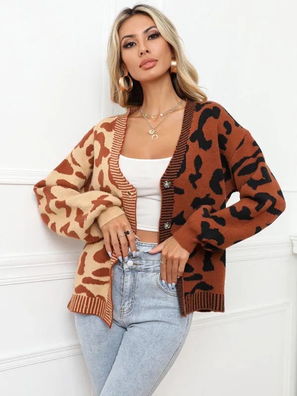 TEEK - Street Leopard Print Oversized Knit Cardigan