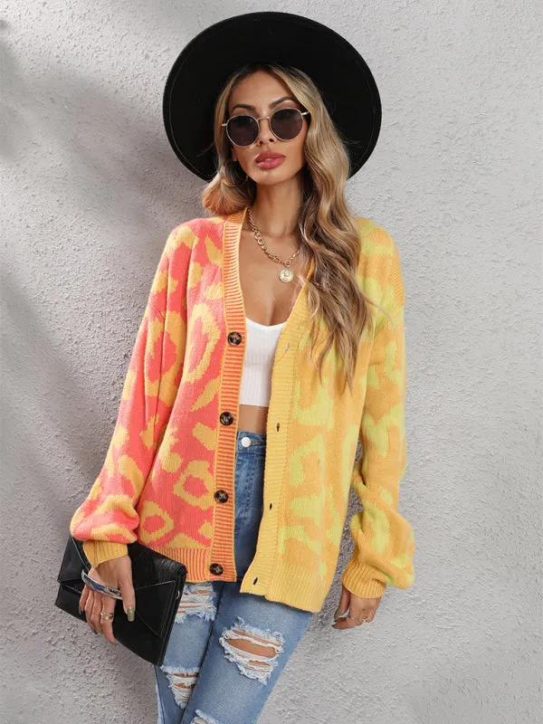 TEEK - Street Leopard Print Oversized Knit Cardigan