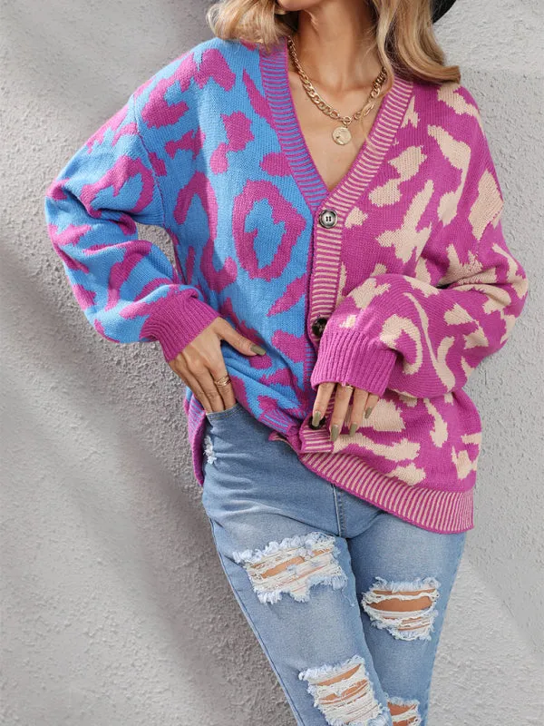 TEEK - Street Leopard Print Oversized Knit Cardigan