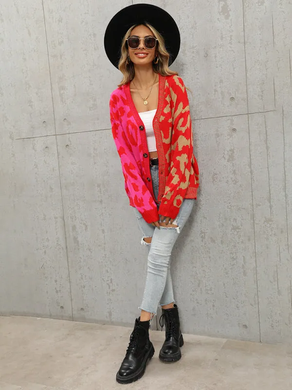 TEEK - Street Leopard Print Oversized Knit Cardigan