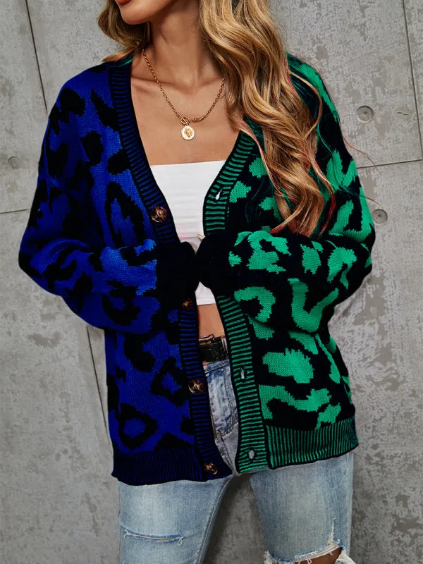 TEEK - Street Leopard Print Oversized Knit Cardigan
