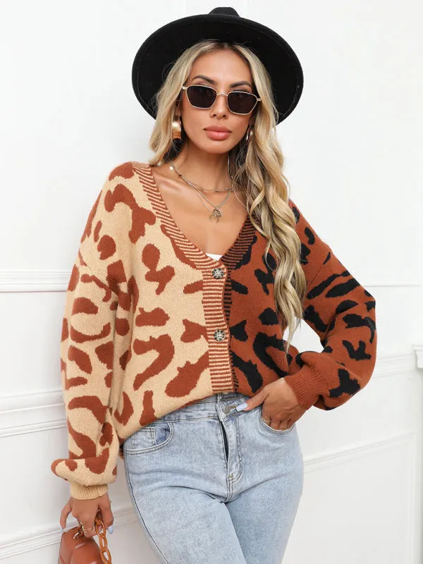 TEEK - Street Leopard Print Oversized Knit Cardigan