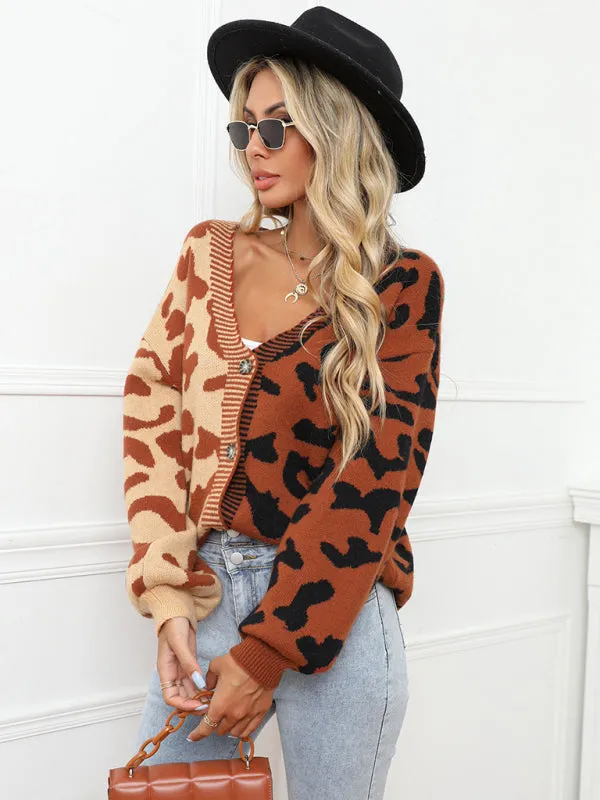TEEK - Street Leopard Print Oversized Knit Cardigan