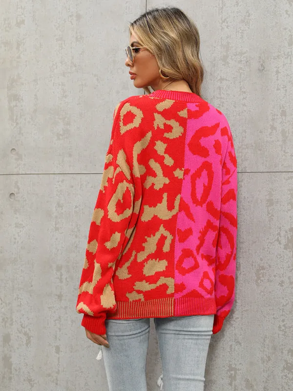 TEEK - Street Leopard Print Oversized Knit Cardigan