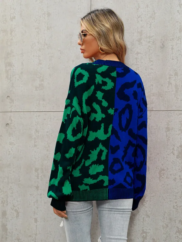 TEEK - Street Leopard Print Oversized Knit Cardigan