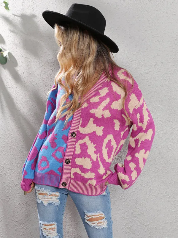 TEEK - Street Leopard Print Oversized Knit Cardigan