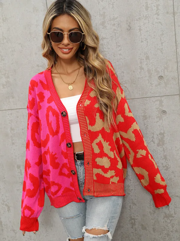 TEEK - Street Leopard Print Oversized Knit Cardigan