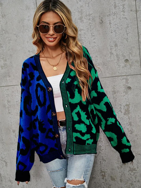 TEEK - Street Leopard Print Oversized Knit Cardigan