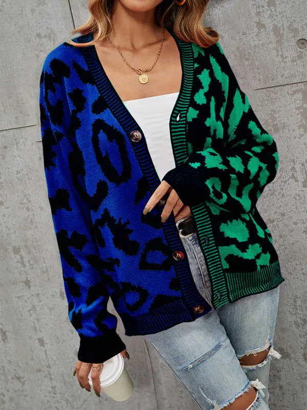 TEEK - Street Leopard Print Oversized Knit Cardigan