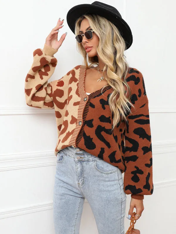 TEEK - Street Leopard Print Oversized Knit Cardigan