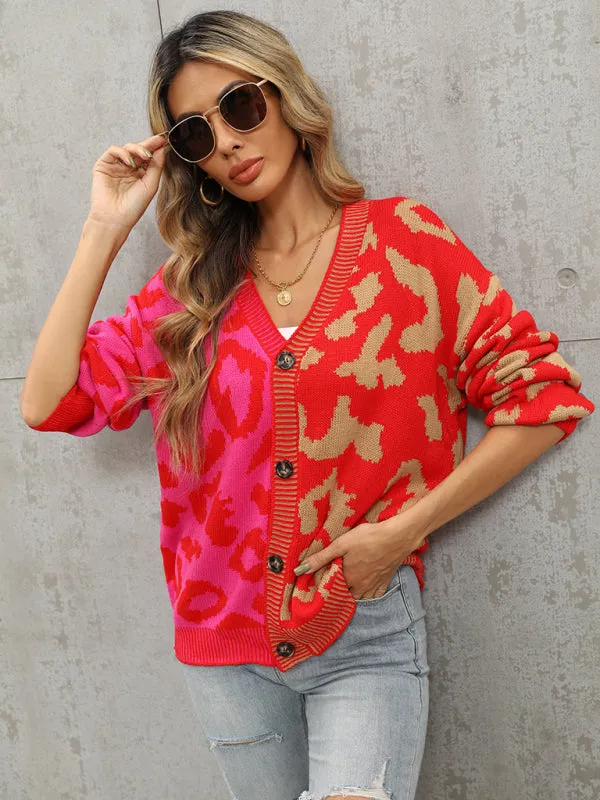 TEEK - Street Leopard Print Oversized Knit Cardigan