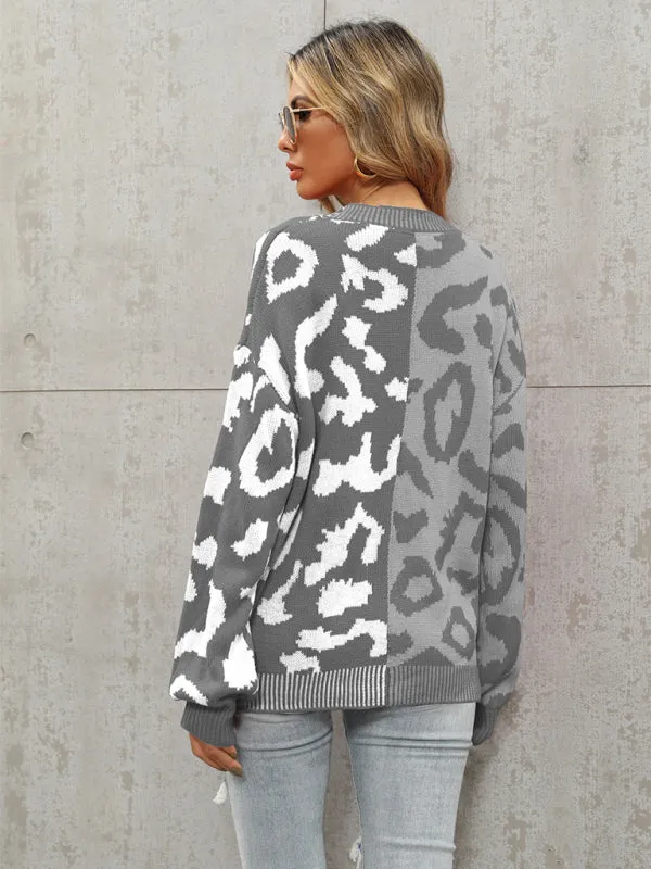 TEEK - Street Leopard Print Oversized Knit Cardigan
