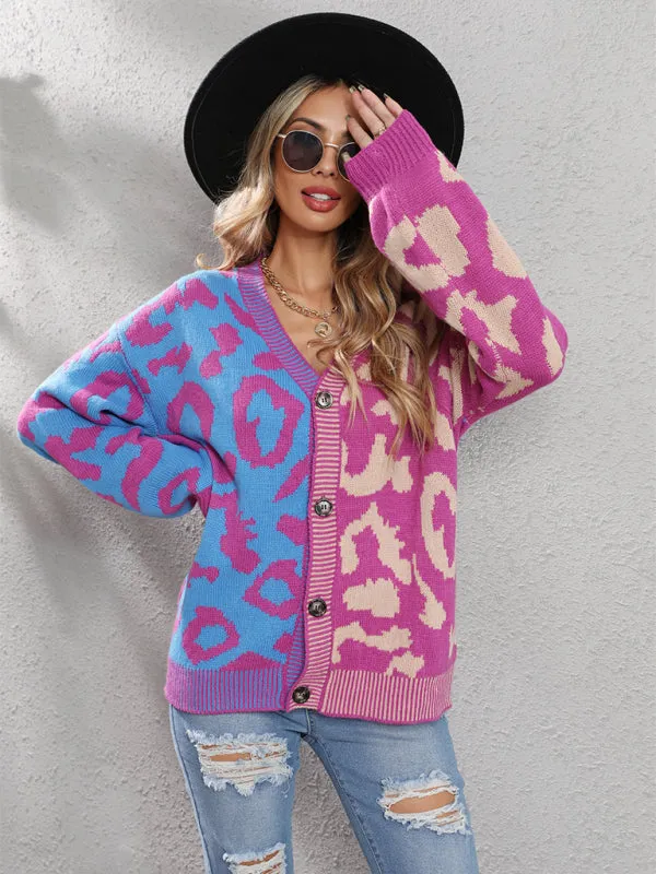 TEEK - Street Leopard Print Oversized Knit Cardigan