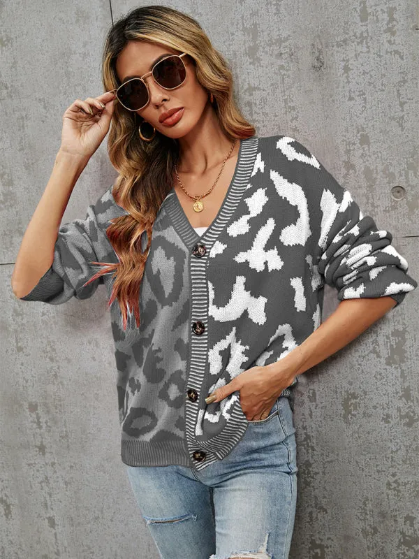 TEEK - Street Leopard Print Oversized Knit Cardigan